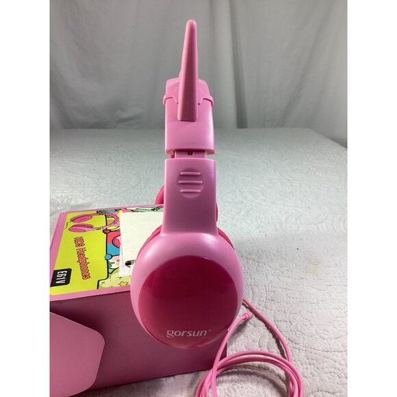 Kids Pink Cat Ear Wired Headphones* Gorsun Adj Headband Soft Cushions 3.5mm Jack - Picture 4 of 6